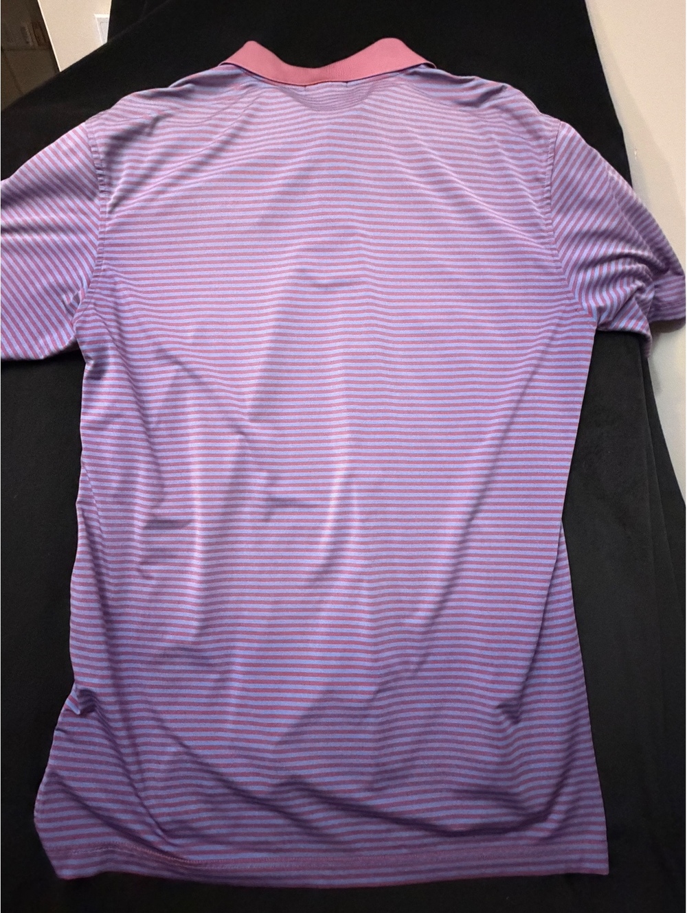 Peter Millar Summer Comfort Purple and Blue Striped Polo Shirt Size L - Picture 4 of 6
